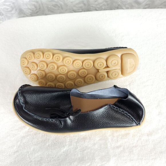 SOCOFY women navy leather driving Moccasin Loafers slip on european 42 - Picture 7 of 9